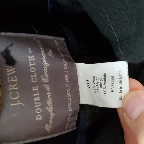 J. Crew Double Cloth Wool Peplum Black Pea Coat - Picture 4 of 8